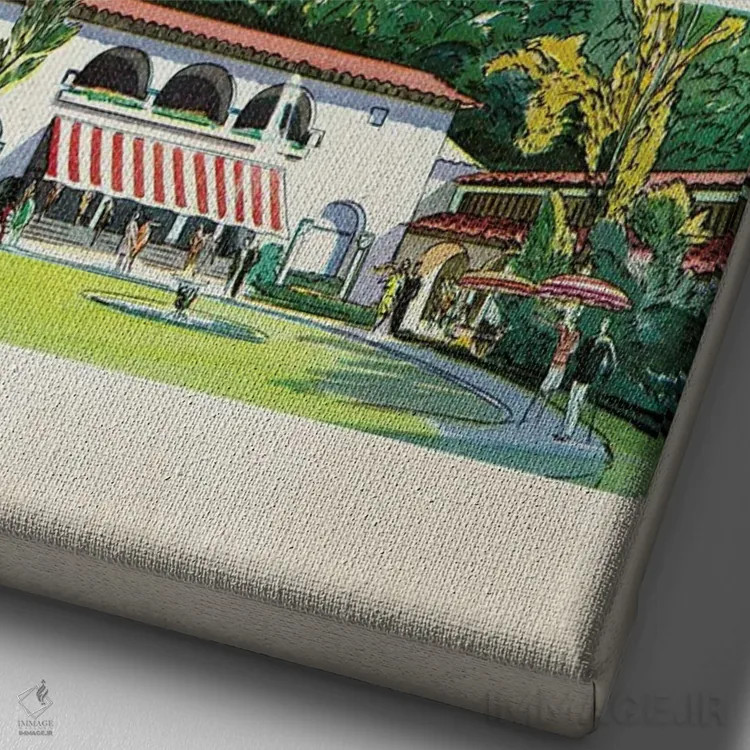 تابلو دکوراتیو سفر به روستاهای ایتالیا اثر ستردی ایونینگ پست - نمای نزدیک بافت بوم