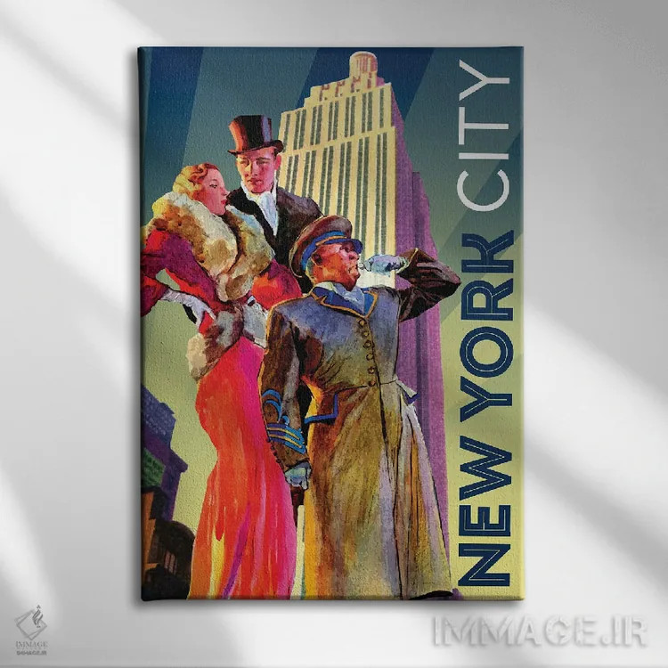 تابلو دکوراتیو سفر به نیویورک اثر ستردی ایونینگ پست - نمای روبهرو روی دیوار