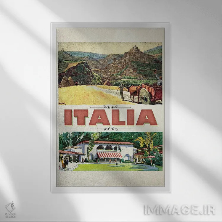 تابلو دکوراتیو سفر به روستاهای ایتالیا اثر ستردی ایونینگ پست - نمای قابدار سفید