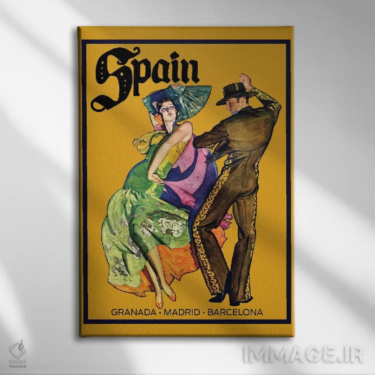 تابلو دکوراتیو سفر به اسپانیا اثر ستردی ایونینگ پست - نمای روبهرو روی دیوار