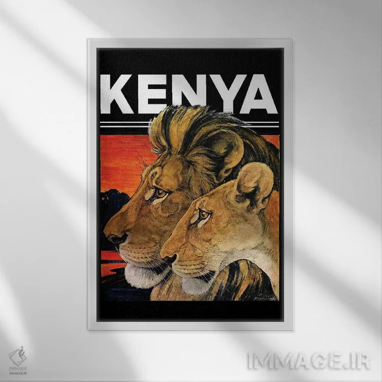 تابلو دکوراتیو سفر به کنیا اثر ستردی ایونینگ پست - نمای قابدار سفید