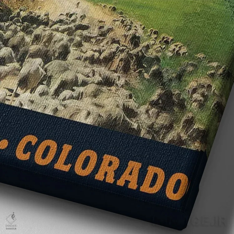 تابلو دکوراتیو سفر به رشته کوه راکی اثر ستردی ایونینگ پست - نمای نزدیک بافت بوم