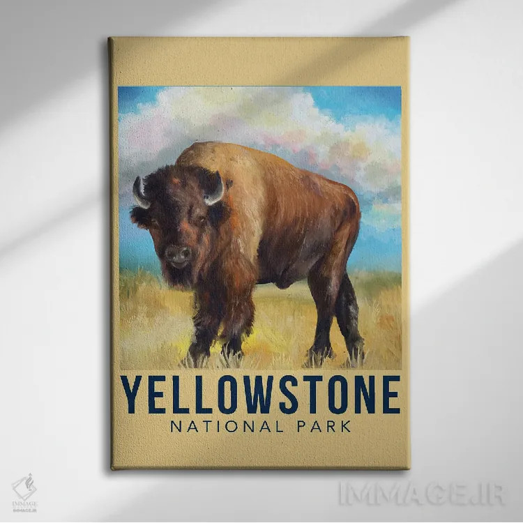 تابلو دکوراتیو سفر به یلواستون اثر ستردی ایونینگ پست - نمای روبهرو روی دیوار