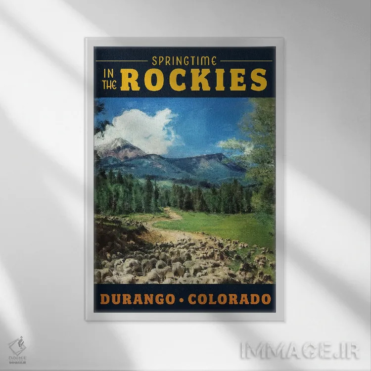 تابلو دکوراتیو سفر به رشته کوه راکی اثر ستردی ایونینگ پست - نمای قابدار سفید