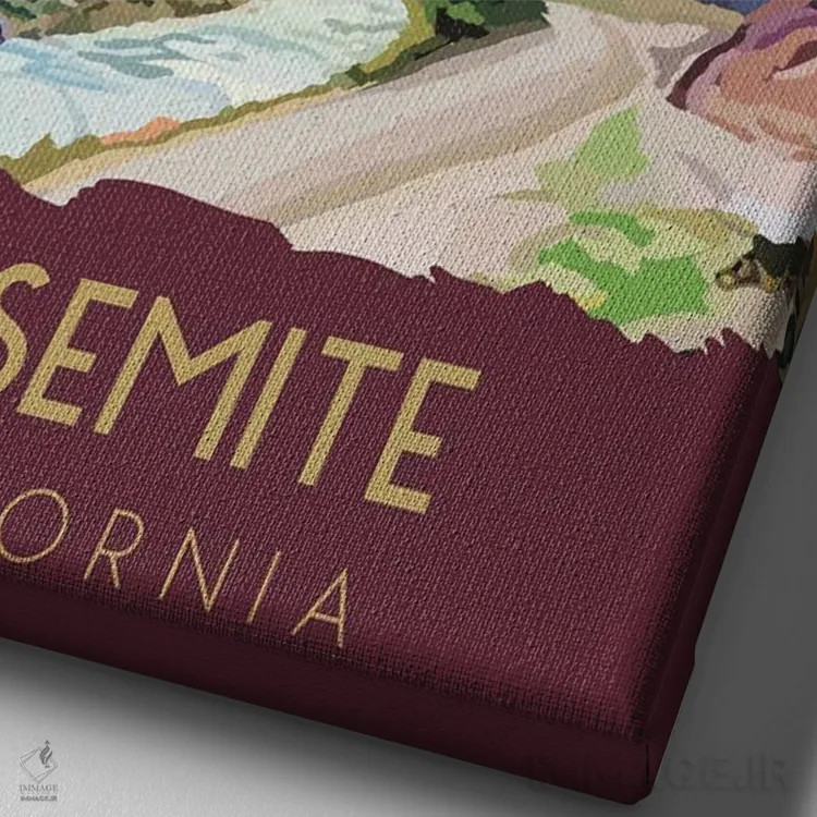 تابلو دکوراتیو سفر به یوسیمیتی اثر ستردی ایونینگ پست - نمای نزدیک بافت بوم