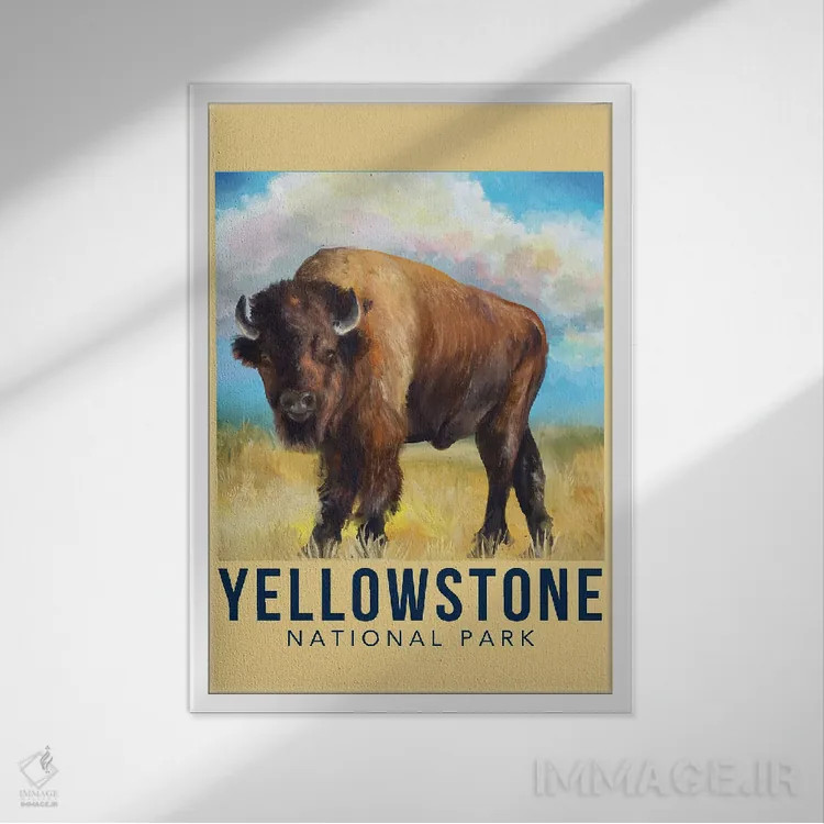 تابلو دکوراتیو سفر به یلواستون اثر ستردی ایونینگ پست - نمای قابدار سفید
