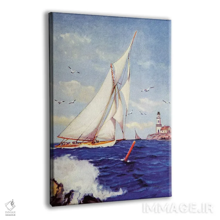 تابلو دکوراتیو قایقرانی کنار فانوس دریایی اثر آلبرت بی. مارکس - نمای پرسپکتیو محصول