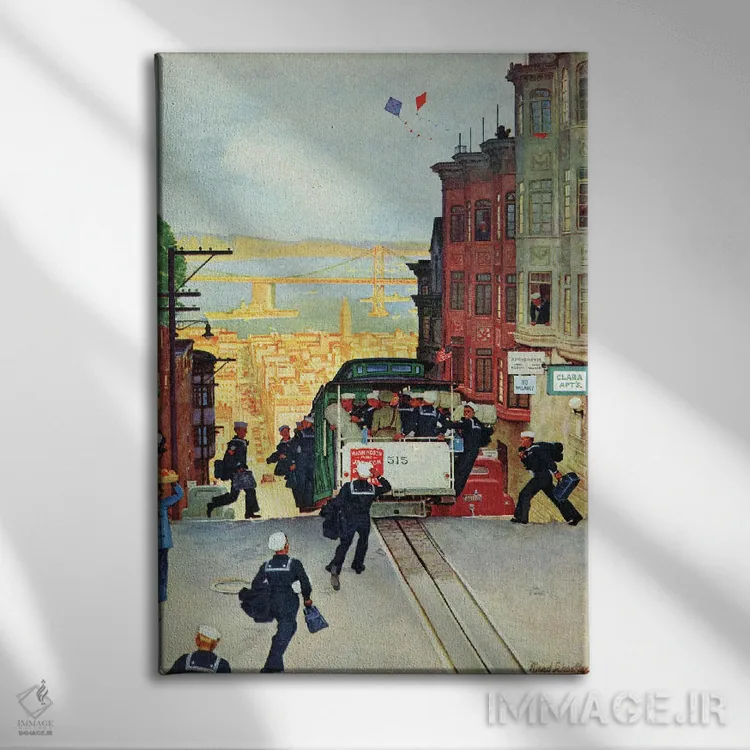 تابلو دکوراتیو تراموای سانفرانسیسکو اثر مید شفر - نمای روبهرو روی دیوار