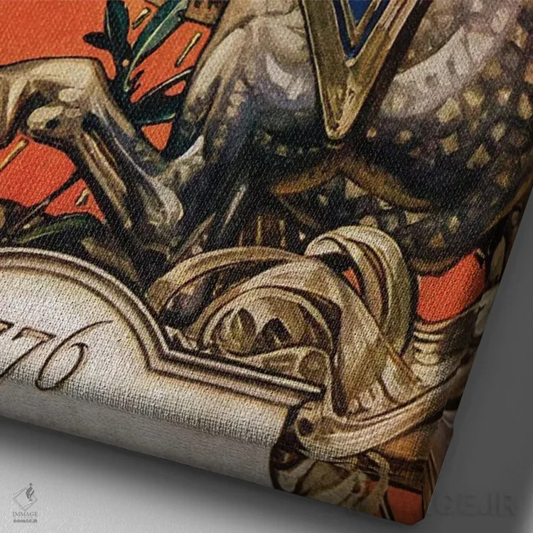 تابلو دکوراتیو جرج واشینگتن بر اسب اثر جی.سی. لیندکر - نمای نزدیک بافت بوم