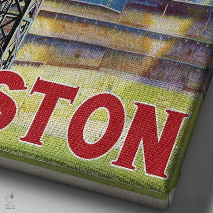 تابلو دکوراتیو زمین بیسبال بوستون اثر ستردی ایونینگ پست - نمای نزدیک بافت بوم