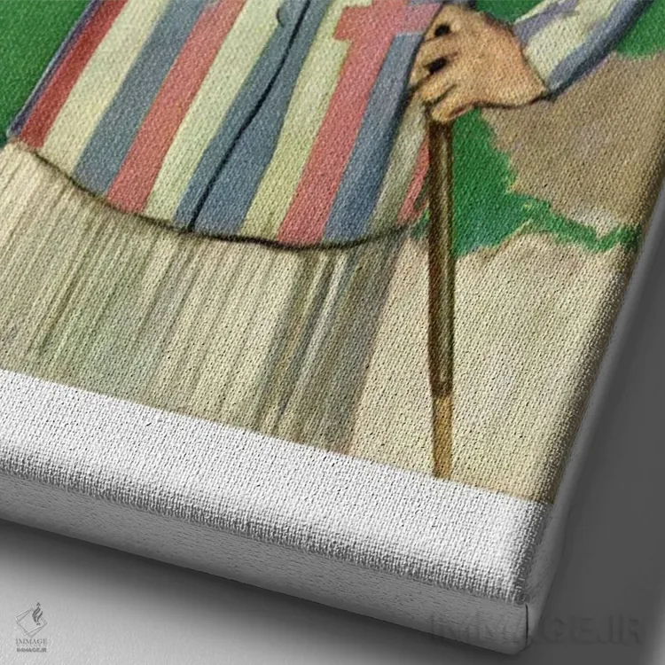 تابلو دکوراتیو زن در تله شنی اثر پنرین استنلاوز - نمای نزدیک بافت بوم