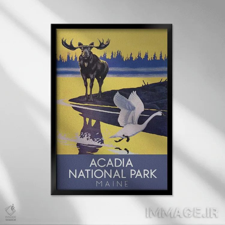 تابلو دکوراتیو پارک ملی آکادیا اثر ستردی ایونینگ پست - نمای قابدار مشکی