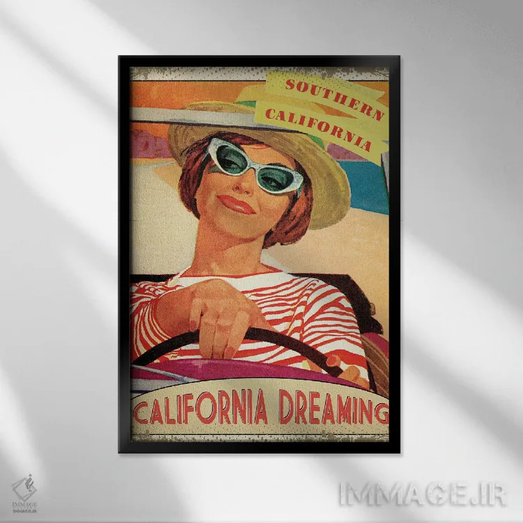 تابلو دکوراتیو کالیفرنیا در رویا اثر ستردی ایونینگ پست - نمای قابدار مشکی