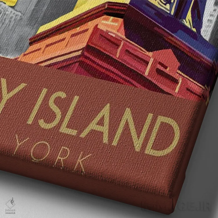 تابلو دکوراتیو جزیره آزادی اثر ستردی ایونینگ پست - نمای نزدیک بافت بوم