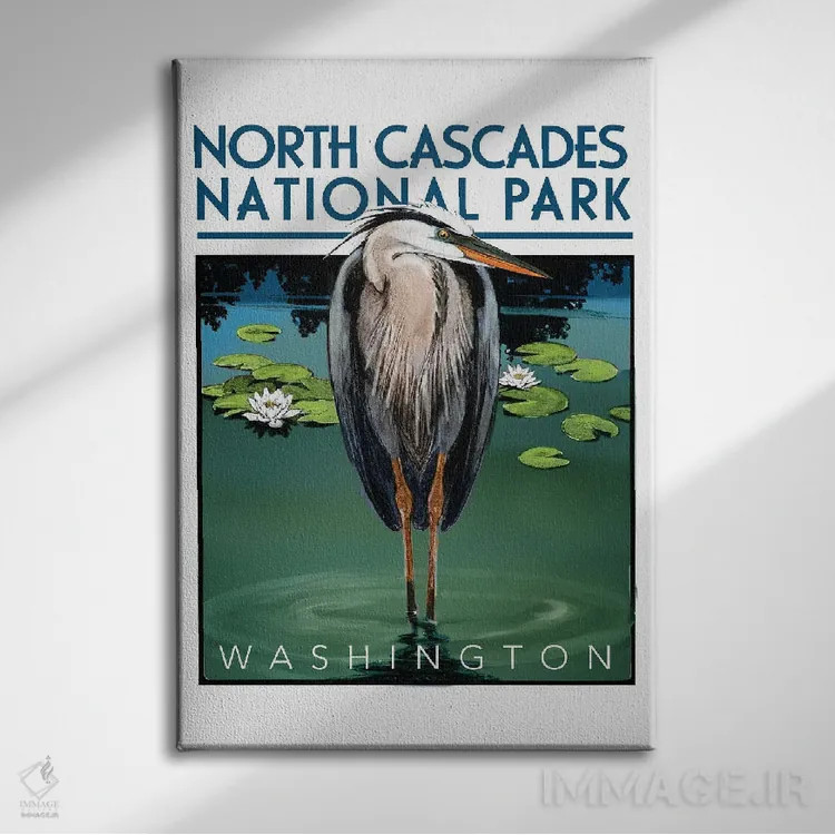 تابلو دکوراتیو پارک ملی نورث کسکیدز اثر ستردی ایونینگ پست - نمای روبهرو روی دیوار