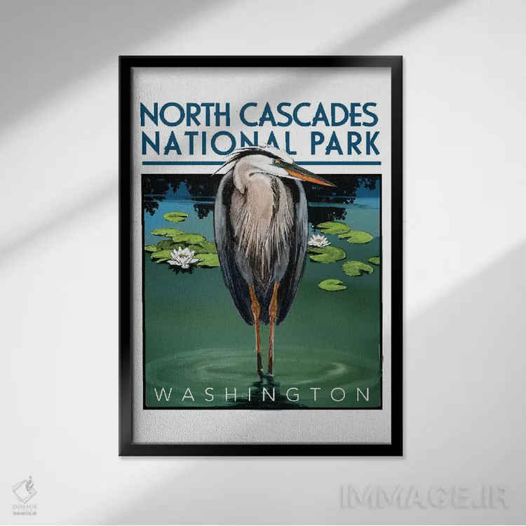 تابلو دکوراتیو پارک ملی نورث کسکیدز اثر ستردی ایونینگ پست - نمای قابدار مشکی