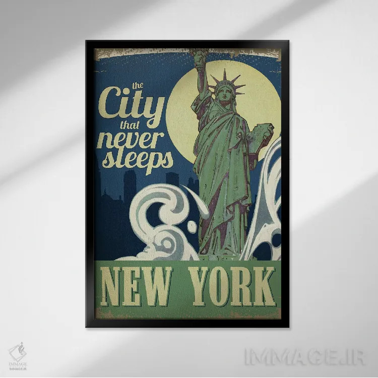تابلو دکوراتیو پوستر سفر شهر نیویورک اثر ستردی ایونینگ پست - نمای قابدار مشکی