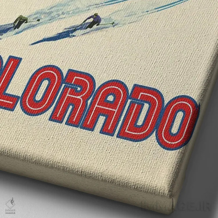 تابلو دکوراتیو اسکی در کلرادو اثر ستردی ایونینگ پست - نمای نزدیک بافت بوم