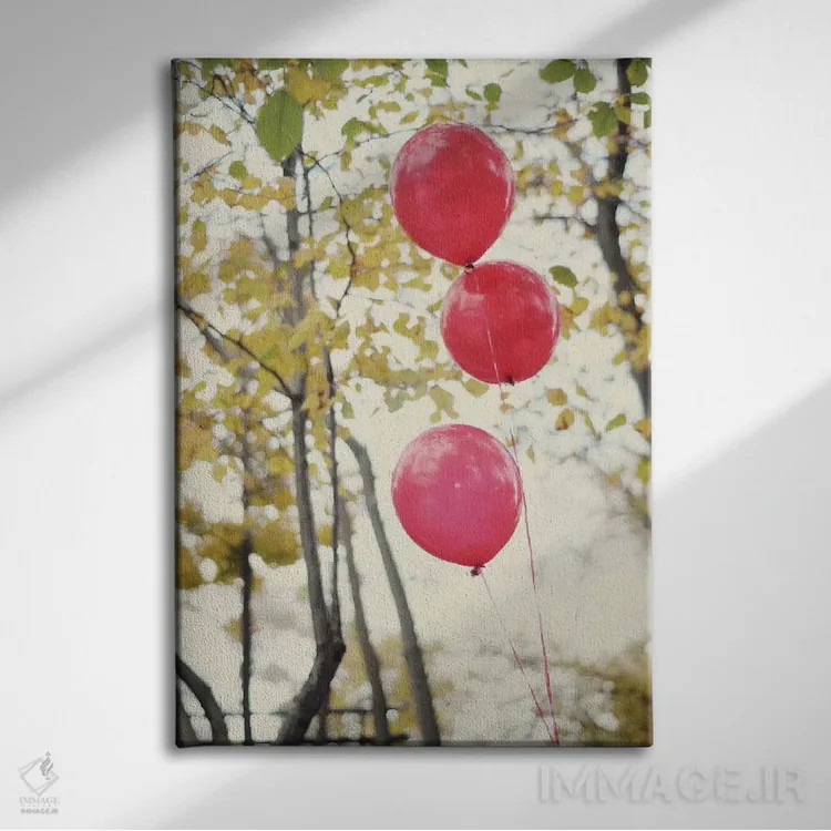 تابلو دکوراتیو آیا می توانی بادکنک های قرمز را ببینی؟ اثر چلسیا ویکتوریا - نمای روبهرو روی دیوار