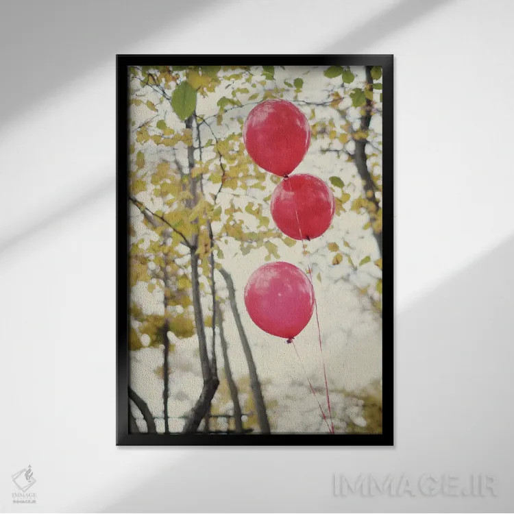 تابلو دکوراتیو آیا می توانی بادکنک های قرمز را ببینی؟ اثر چلسیا ویکتوریا - نمای قابدار مشکی