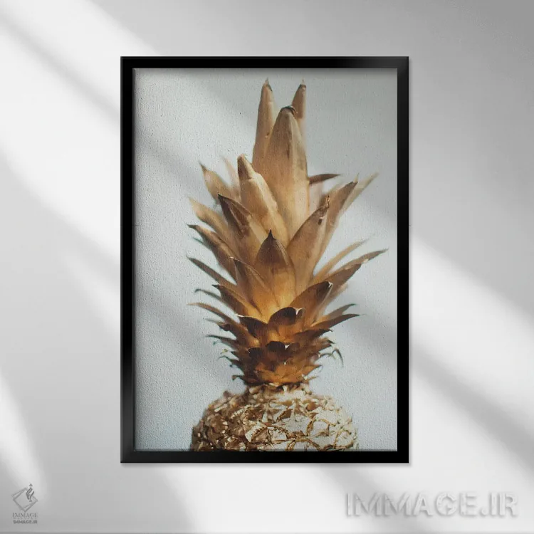 تابلو مینیمال آناناس طلایی اثر چلسیا ویکتوریا - نمای قابدار مشکی