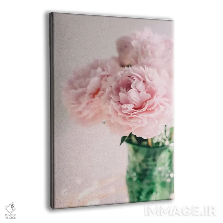 تابلو دکوراتیو صدتومانی های صورتی روی زمینه سفید ۲ اثر چلسیا ویکتوریا - نمای پرسپکتیو محصول