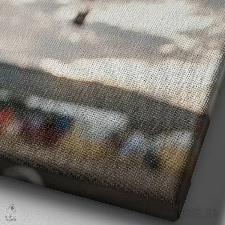 تابلو دکوراتیو بالون هوای گرم در غروب اثر چلسیا ویکتوریا - نمای نزدیک بافت بوم