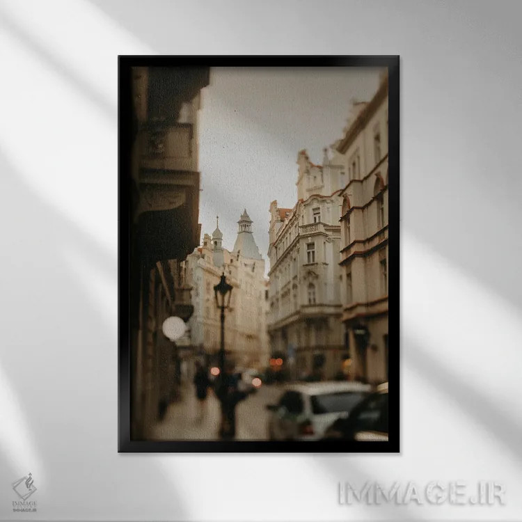 تابلو دکوراتیو خیابان های پراگ اثر چلسیا ویکتوریا - نمای قابدار مشکی