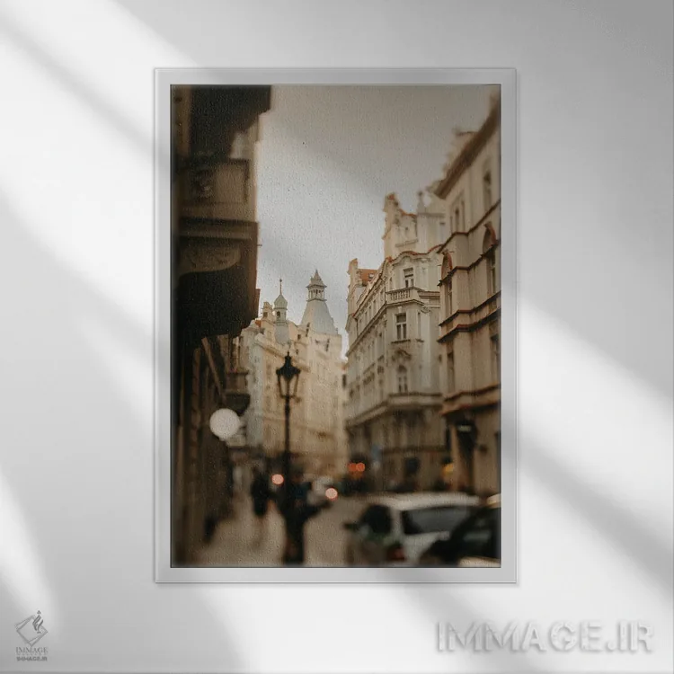 تابلو دکوراتیو خیابان های پراگ اثر چلسیا ویکتوریا - نمای قابدار سفید