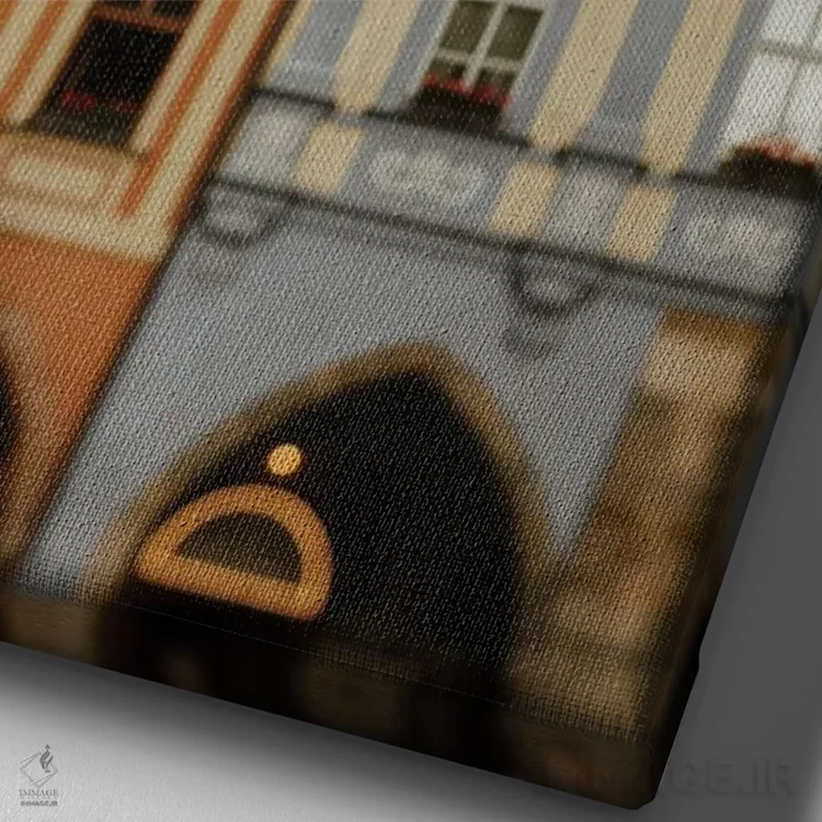 تابلو دکوراتیو خانه ها و درخشش های پراگ اثر چلسیا ویکتوریا - نمای نزدیک بافت بوم