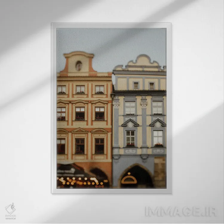 تابلو دکوراتیو خانه ها و درخشش های پراگ اثر چلسیا ویکتوریا - نمای قابدار سفید