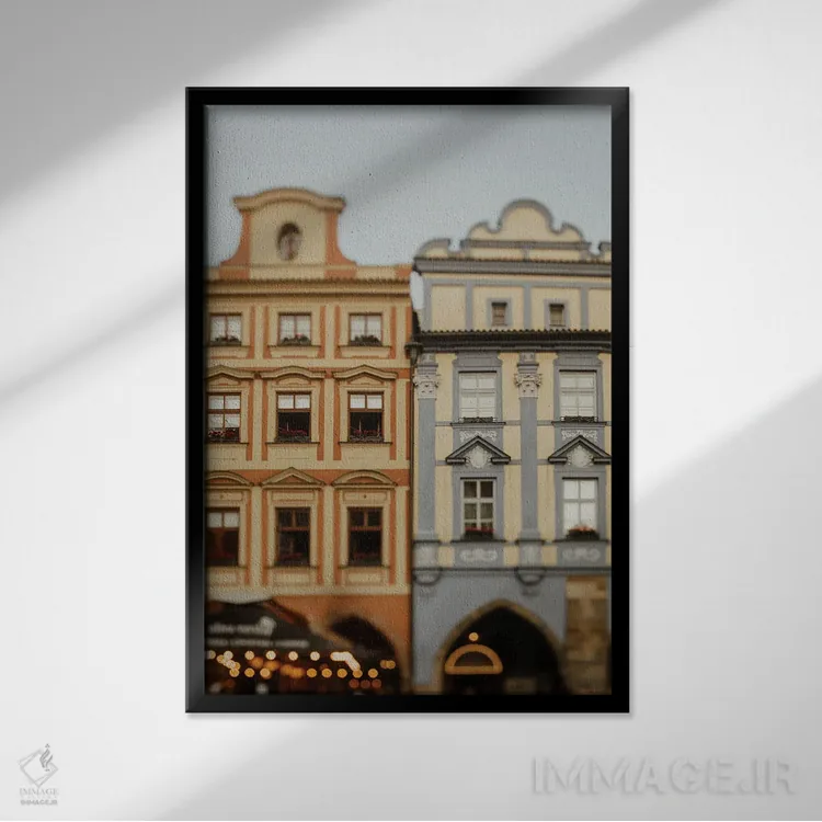 تابلو دکوراتیو خانه ها و درخشش های پراگ اثر چلسیا ویکتوریا - نمای قابدار مشکی