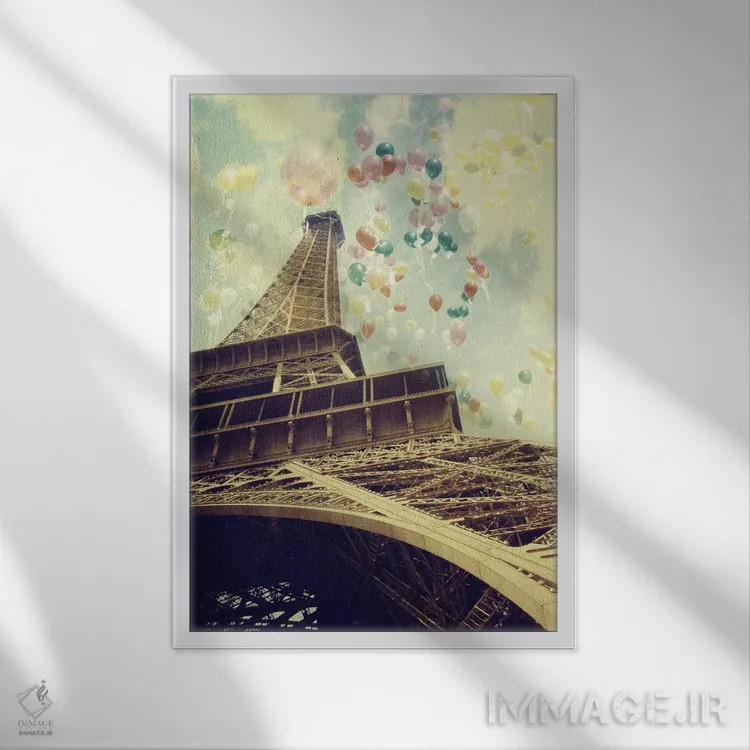 تابلو دکوراتیو پاریس در حال پرواز است اثر چلسیا ویکتوریا - نمای قابدار سفید
