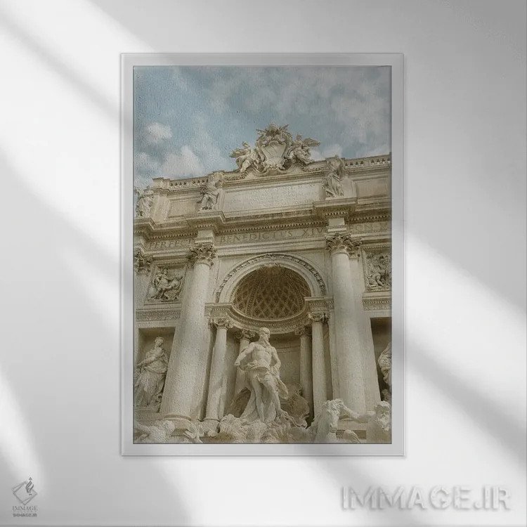 تابلو دکوراتیو فواره تروی شماره ۳ اثر چلسیا ویکتوریا - نمای قابدار سفید