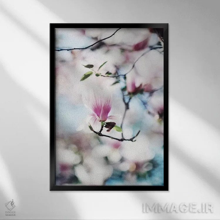 تابلو دکوراتیو بهار شکوفا اثر چلسیا ویکتوریا - نمای قابدار مشکی