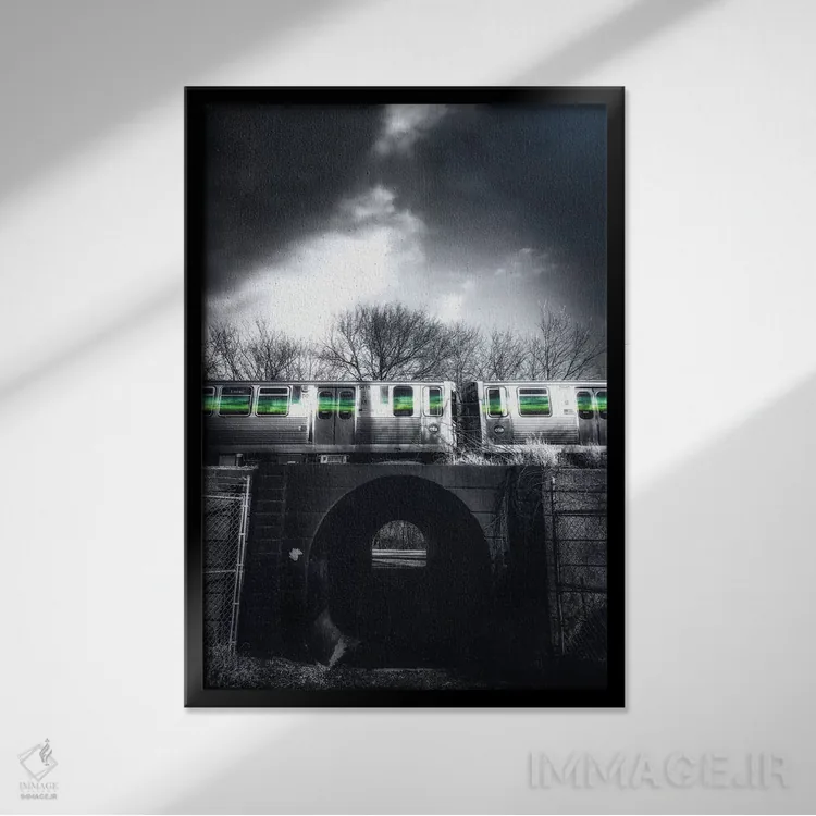 تابلو دکوراتیو درخشش سبز اثر کیتلین ورا - نمای قابدار مشکی