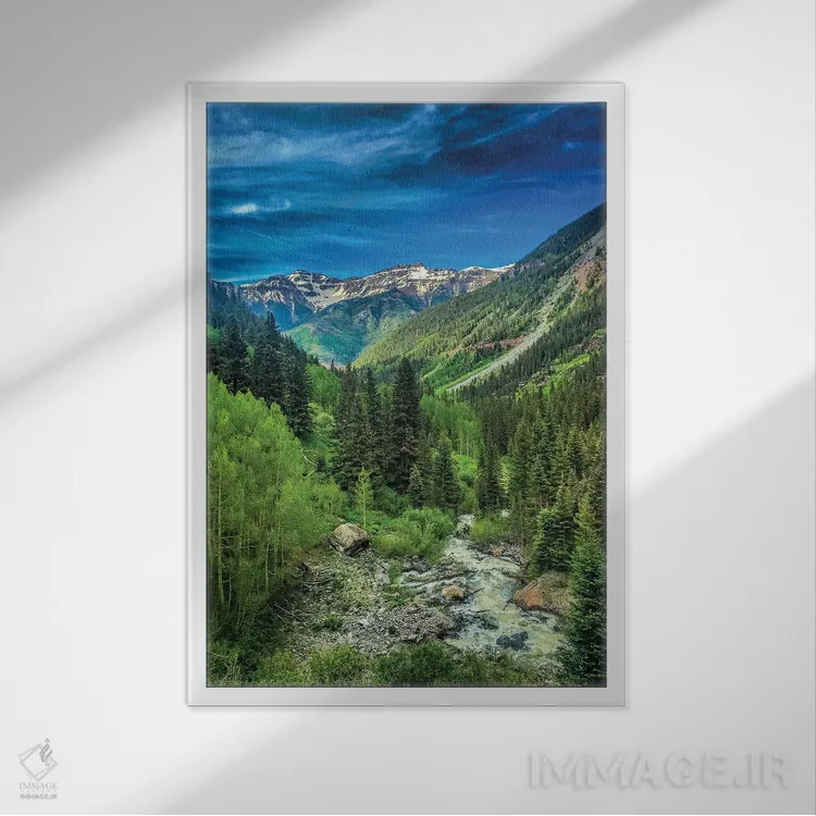 تابلو دکوراتیو آبشار برکریک اثر کیتلین ورا - نمای قابدار سفید