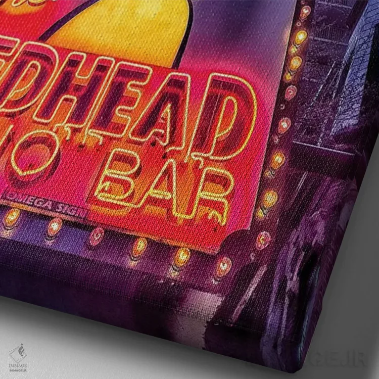 تابلو دکوراتیو بار پیانوی رد هد اثر کیتلین ورا - نمای نزدیک بافت بوم