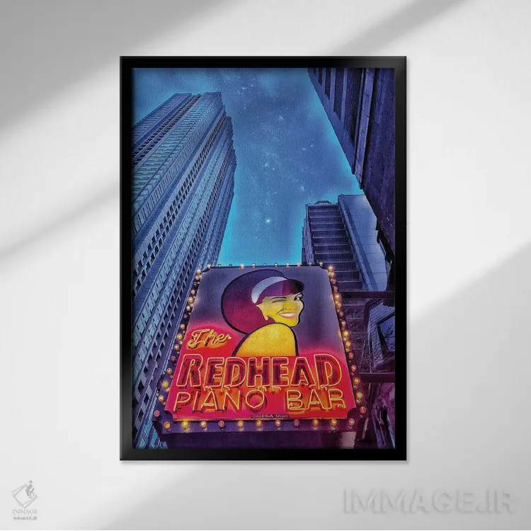 تابلو دکوراتیو بار پیانوی رد هد اثر کیتلین ورا - نمای قابدار مشکی