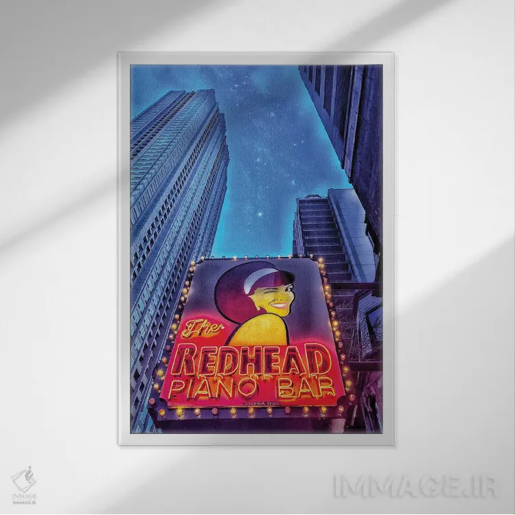 تابلو دکوراتیو بار پیانوی رد هد اثر کیتلین ورا - نمای قابدار سفید