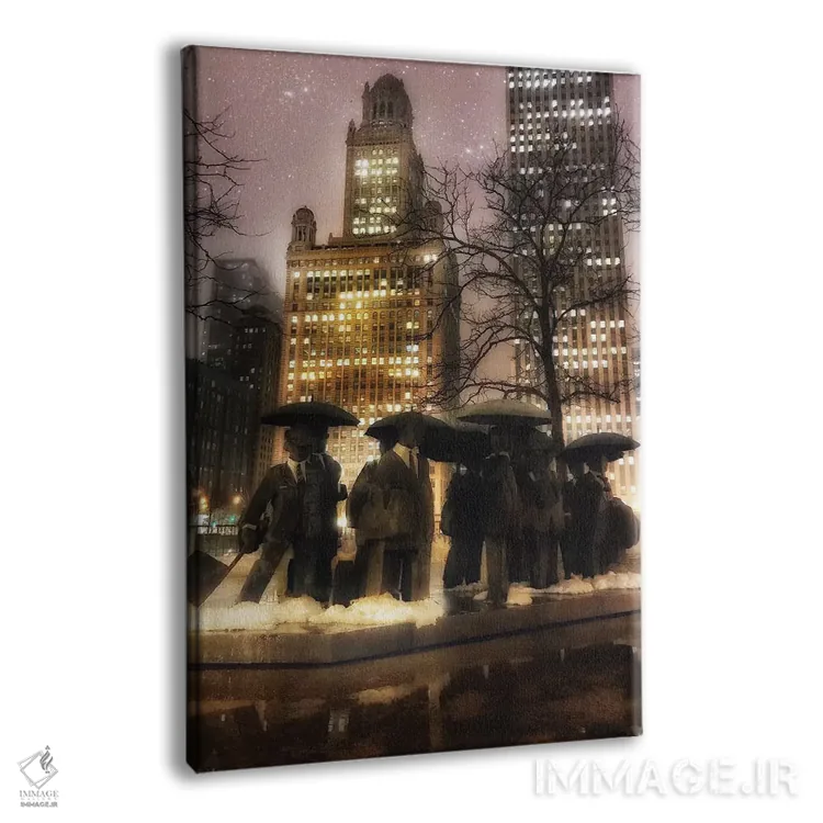 تابلو دکوراتیو مردان چتر به دست اثر کیتلین ورا - نمای پرسپکتیو محصول