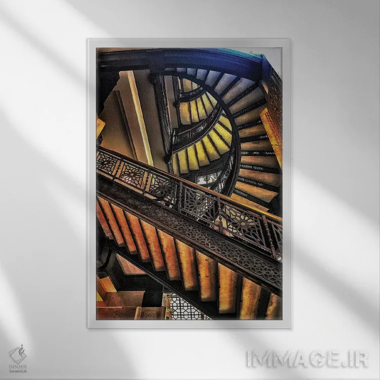 تابلو دکوراتیو پلکان اثر کیتلین ورا - نمای قابدار سفید