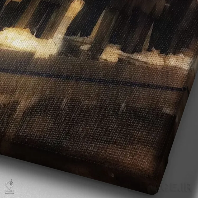 تابلو دکوراتیو مردان چتر به دست اثر کیتلین ورا - نمای نزدیک بافت بوم