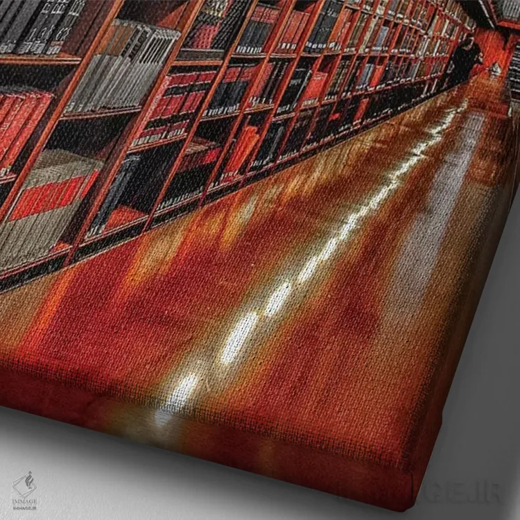 تابلو دکوراتیو کتاب ها اثر کیتلین ورا - نمای نزدیک بافت بوم