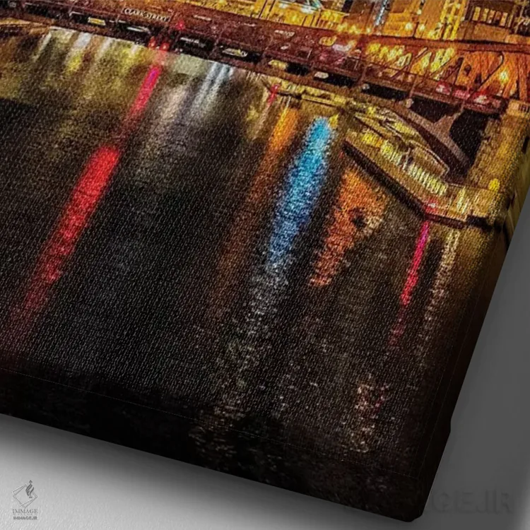 تابلو دکوراتیو پل خیابان کانال اثر کیتلین ورا - نمای نزدیک بافت بوم