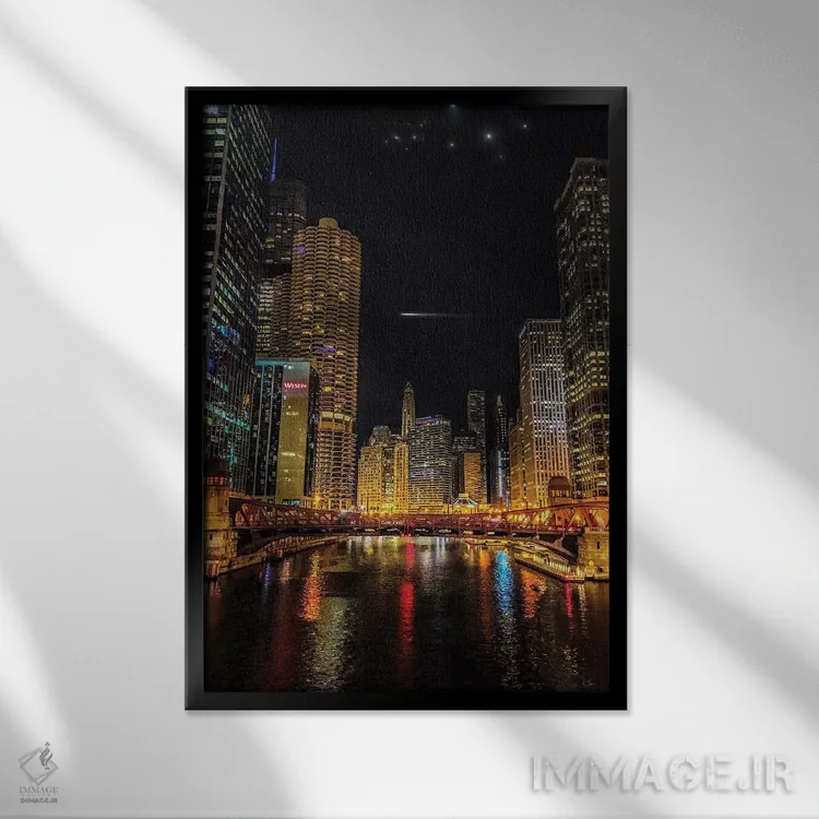 تابلو دکوراتیو پل خیابان کانال اثر کیتلین ورا - نمای قابدار مشکی