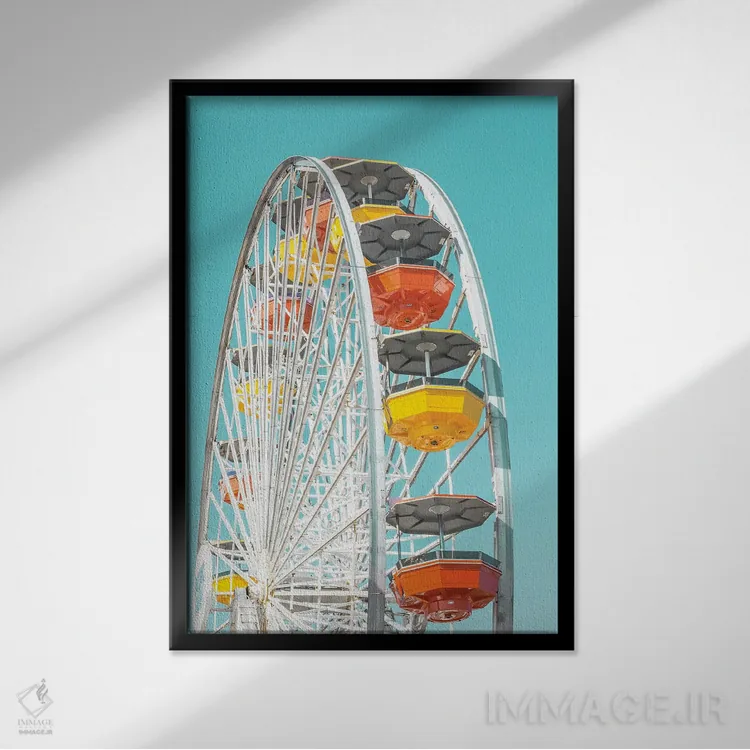 تابلو دکوراتیو چرخ اقیانوس آرام ۱ اثر کارلوس وارگاس - نمای قابدار مشکی