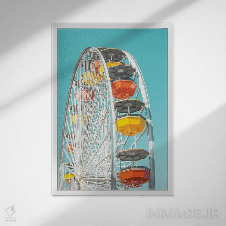 تابلو دکوراتیو چرخ اقیانوس آرام ۱ اثر کارلوس وارگاس - نمای قابدار سفید