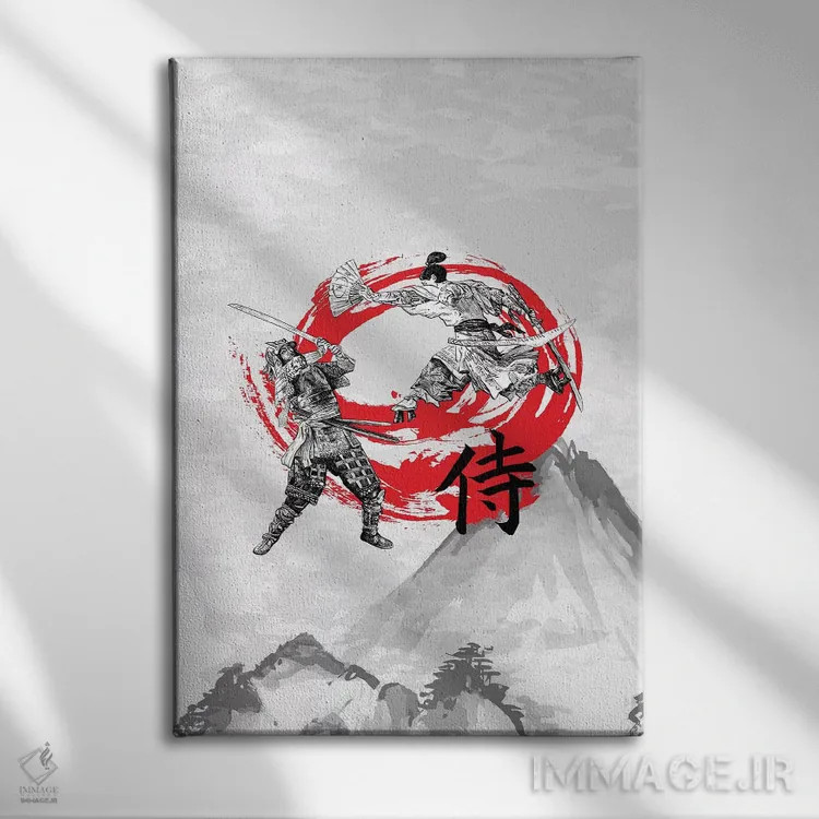 تابلو دکوراتیو جنگجویان سامورایی اثر کورنل ولاد - نمای روبهرو روی دیوار