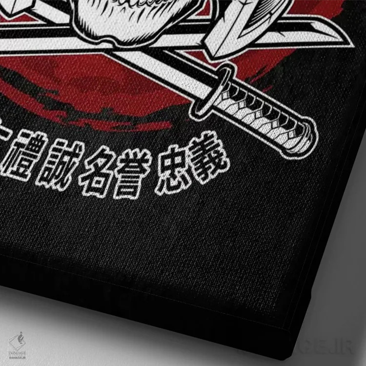 تابلو دکوراتیو جمجمه سامورایی اثر کورنل ولاد - نمای نزدیک بافت بوم